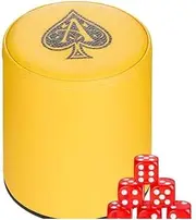 TX GIRL Casino Dice Cup Leather Pattern Craps Sets Gambling KTV Bar Drinking Board Game Dice Box Dice Cup (Color : Yellow)