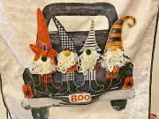 Isaac Mizrahi Halloween Table Runner 16" x 72" Gnomes Boo Black Truck Spiderweb