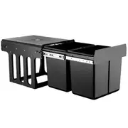 2X15L Pull Out Bin Kitchen Double Dual Twin Sliding Rubbish Basket Trash Can