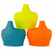 3pc Boon Snug Spout Boy/9m+ Baby Infant Cup Universal Drink Cover/Lid BL/OR/YL