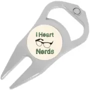I Heart Nerds Golf Ball Marker Divot Repair Tool Bottle Opener