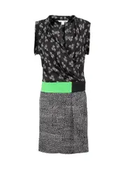 Black Silk Patterned Mini Dress