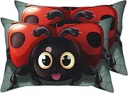 2 Pack Queen Size Pillow Cases with Envelop Closure, Soft Breathable Pillowcase for Hair and Skin, 20"x30" Pillow Covers for Sleeping Gift Bed Pillow Case Cartoon Ladybug Pillowcases