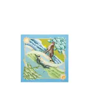 Day Night printed pattern silk scarf One size Light blue/lemon green