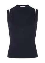 16 Arlington Supra Layered Silk-blend top - Navy - S (UK8-10 / S) S (UK8-10 / S)