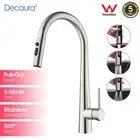 Decaura 3-Mode Spray Brushed Nickel Pull Out Kitchen Mixer Tap Stainless Steel