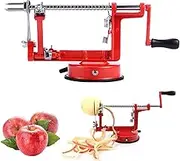 Apple Peeler, Apple Peeler Slicer Corer, Durable Hand-Operated Fruit Peeler with Stainless Steel Blades and Powerful Suction Base for Apples Pears Potatoes (Red)