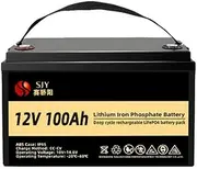 SaiJiaoYang 12V 100Ah LifePO4 Battery, Build-in BMS Deep 10000 Cycle Rechargeable Lithium Battery with LCD Perfect for Off-Grid, RV, Solar System, Boat,Camper, Travel Trailer