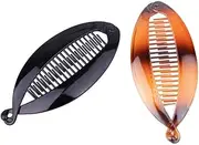 4 PCS Women Fashion Banana Hair Clip Hair Claw Rounded Edges Hair Comb Flat Shark Hair Clip Hairgrip Large Shell Hair Clincher (Style 1, 11.5cm)