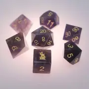 Natural Amethyst Gemstone Dice Set D6Logo DND RPG Table-top Board Game Accessory
