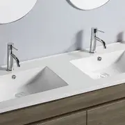 Vellena 1500mm PVC Water Proof Wash White Wall Hung Bathroom Vanity Double Poly Marble Basin