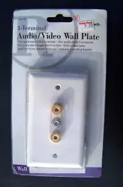 Wall Plate: RCA (Speaker Wire) + F-connector (antenna/cable modem) 40-994 gold