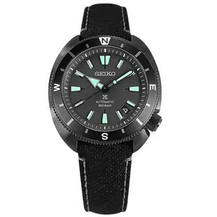 SEIKO 精工 / 限量款 PROSPEX 陸龜 潛水錶 機械錶 尼龍帆布手錶-黑色/42mm