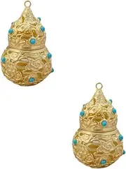 IWOWHERO 2Pcs Brass Gourd Ornament Hollow Out Design Compact Decorative Keychain Chic Present for Friends and Family Unique DIY Accessory for Home and Office Decor