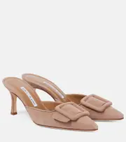 [Manolo Blahnik] Manolo Blahnik Maysale 70 suede mules AU 6 brown