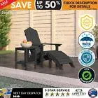 Outdoor Chair With Foot Rest + Table Adirondack Style Garden Patio Furniture Gre