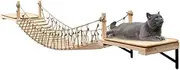 Wall-Mounted Cat Roped Bridge, The Cat Wall Furniture with Sisal Cat Scratch Mat, Wooden Cat/Kitty Bed, Wall Shelves and Perches for Sleeping, Playing, Climbing, Cat Climber Shelf