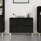 Black Sink Organizer: Engineered Timber Cupboard