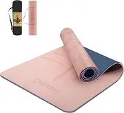 Yoga Mat,Double Layer Exercise Mat Non Slip,Alignment Lines TPE Yoga Mat,Professional Waterproof Fitness Mat for Women, Men – Fitness Exercise Mat, 183cm x 61cm x 6mm