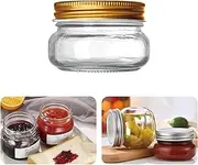 Mason Jars 5oz to 32 oz, Quart Wide Mouth Mason Jar With Airtight Lids,Glass Canning Jars for Fermenting, Pickling,Meal Prep,Overnight Oats & Centerpieces (Gold, 150ml)