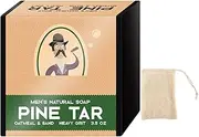 Body Soap Bar Men,Natural Soap Bar Men Pine,Pine Tar Soap,Mens Body Wash Natural Soap,Soap for Men,Natural Handmade Soap for Men,Home Made Soap Bar,100g,including Sisal Soap Bag