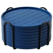 Coasters Set of 8,Hot or Cold Drink Coasters with Holder,Modern 8pcs Navy Blue