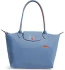 NWT LONGCHAMP Le Pliage Club Medium Small Nylon Shoulder Tote 2605619 BLUE MIST