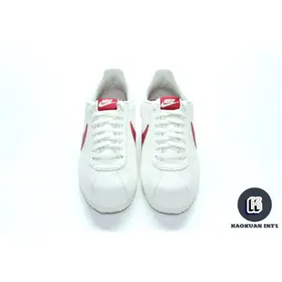 Nike classic cortez leather 復古 阿甘 皮革 米白 紅 861535 103【高冠國際】