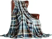 MERRYLIFE Throw Blanket Plaid Sherpa | Ultra-Plush Soft Colorful Oversized | Decorative Couch Travel Blanket | King Size(90" 102", Greenland)