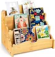 yarlung Bamboo Greeting Card Display Stand, 3 Tier Card Holder Sticker Display Postcard Stand for Craft Show, Vendors, Retail Counter, Bookcase, Brochure Holder