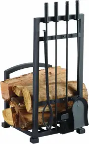 4 Piece Harper Fireplace Toolset with Log Holder