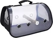 Bird Carrier Bag, Multifunctional, for Pets, Parrots, Cage, Light, Portable, with Shoulder Strap, Breathable, Double Zipper, Outdoor, Camping, Transparent-Black