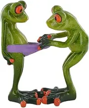 Frog Garden Statue Mini 3D Animals Sculpture Resin Figurine Ornaments Decor Green Frog Statue