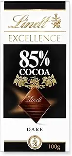 Lindt EXCELLENCE 85% Cocoa Dark Chocolate - Block, 100g - An indulgent treat for anytime of the day. Full-bodied dark chocolate masterfully balanced with deep roasted cocoa flavours.
