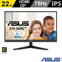 在飛比找momo購物網優惠-【ASUS 華碩】VY229Q 22型 IPS 藍光濾鏡 不