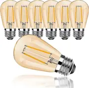 Lertenys Led E27 S14 2w, Warm White 2700k Retro Bulbs, Glass, For Outdoor Fairy Lights, Replacement Bulb, Not Dimmable, Pack Of 6