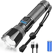 LED Flashlight Super Bright, 150000 High Lumens Rechargeable Torch, XHP70.2 Powerful Flashlight with Zoomable, 5 Modes Zoomable IPX7 Waterproof Brightest Torch for Camping Emergenc
