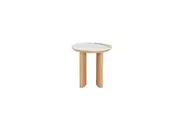 Raimon Furniture Bronya Round Matte Ceramic Top End Lamp Side Table Natural/White