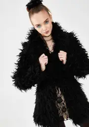 [dELiA*s by Dolls Kill] Fame Monster Faux Fur Coat
