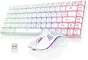RedThunder K84 Wireless Keyboard and Mouse Combo Backlit Rechargeable Battery 75% TKL Ultra Compact Gaming Keyboard and Lightweight 3200 DPI Honeycomb Optical Mouse (White)