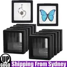 UP 50PCS Clear 3D Floating Frame Holder Stand Box Jewelry Ring Coin Display Case