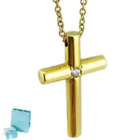 在飛比找momo購物網優惠-【Tiffany&Co. 蒂芙尼】8K金-鑲鑽十字架墜飾項鍊