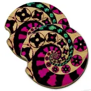 Candy Pop Circle Wood Car Coaster Gift Set fit Car & Truck Cup Holder