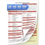 20 / 40 / 60 / 100-PACK. Annual Vehicle Inspection Report Form 3-Ply Carbonless
