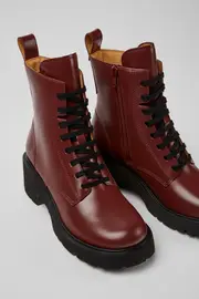Milah Burgundy lace-up boots for women
