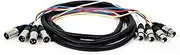 Monoprice 4-Channel XLR Male to XLR Female Snake Cable Cord - 10 Feet- Black/Silver with Metal Connector Housings Plastic and Rubber Cable Boots