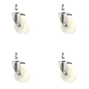 4 Inch 316SS Nylon Wheel Swivel 10mm Threaded Stem Caster Set Service Caster