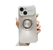 For iPhone 14 Pro Large Window Diamond Magnifier Magnetic Phone Case - Silver