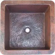 17"x 17" Squared Undermount Hand-Hammered Antique Bathroom Copper Sink