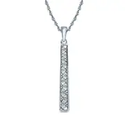 0.2 CT. T.W. Baguette and Round Natural Diamond Linear Pendant in 10K White Gold